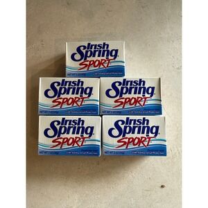 5 Irish Spring Sport Deodorant Soap Bars Antibacterial 5oz Bath Size New‎ SEALED
